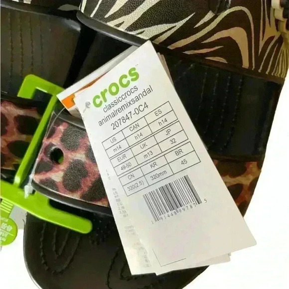 Crocs Classic Animal Remix Two-Strap Slide Sandals Men's Size 14 Shoes NEW - Picture 8 of 16